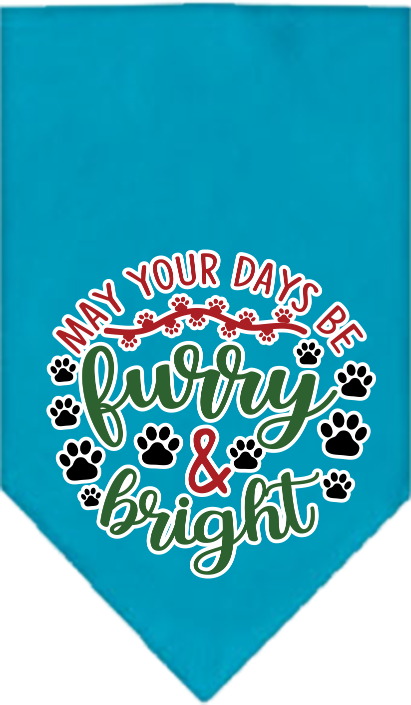 Furry and Bright Screen Print Bandana Turquoise Size Large